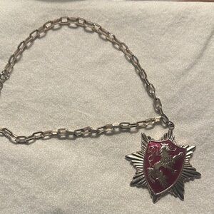 Vintage Heraldic Lion Crest Statement Necklace